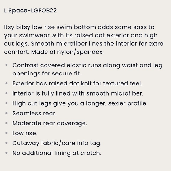 L*Space Foley Textured Bikini Bottom Bitsy in Black & White, High Leg, X-Small - Picture 4 of 13